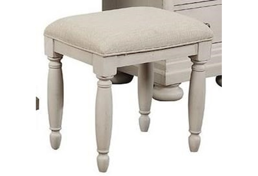 Avalon Furniture Bellville White Upholstered Vanity Bench