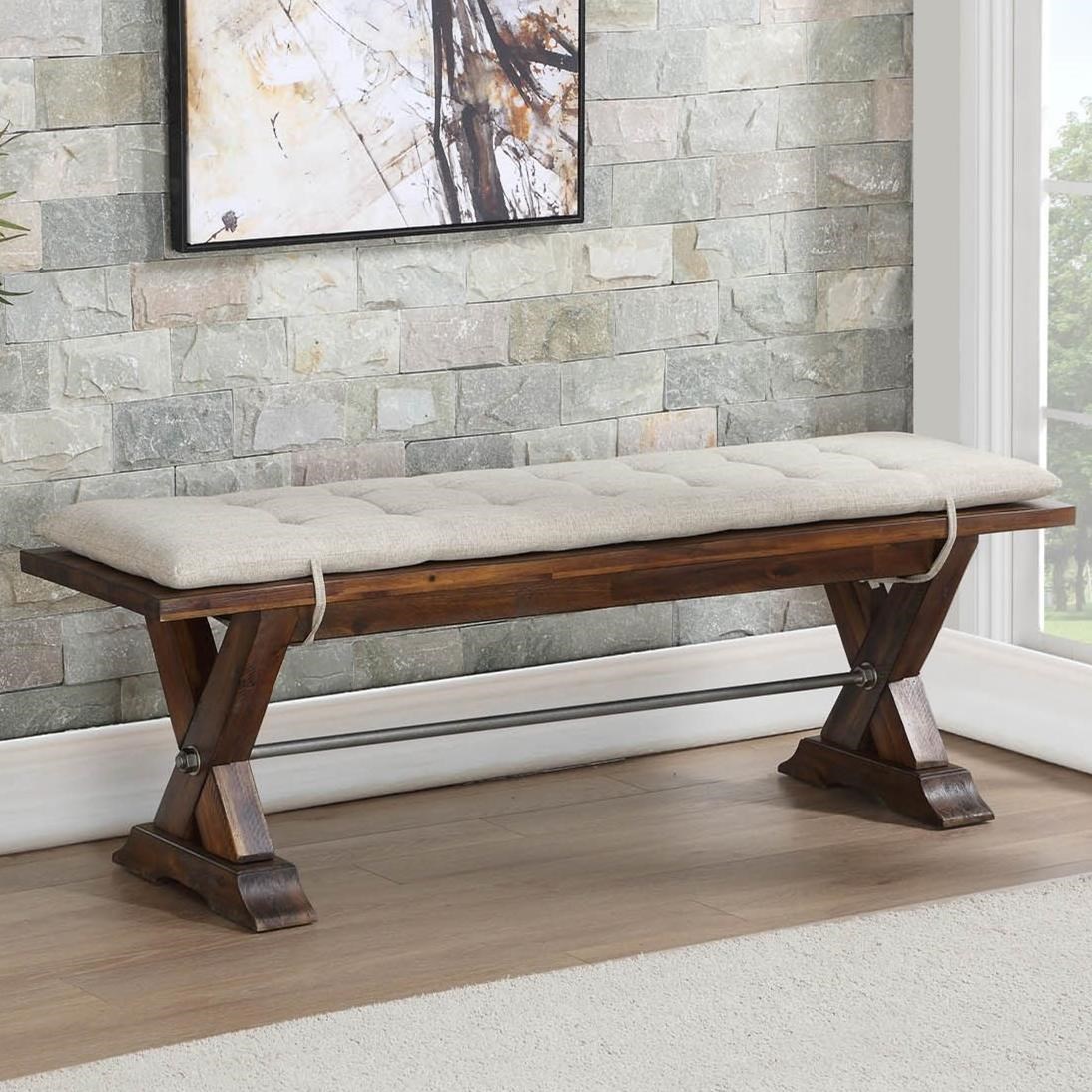 Avalon Furniture D526 Rustic Solid Wood Dining Bench With Tie On