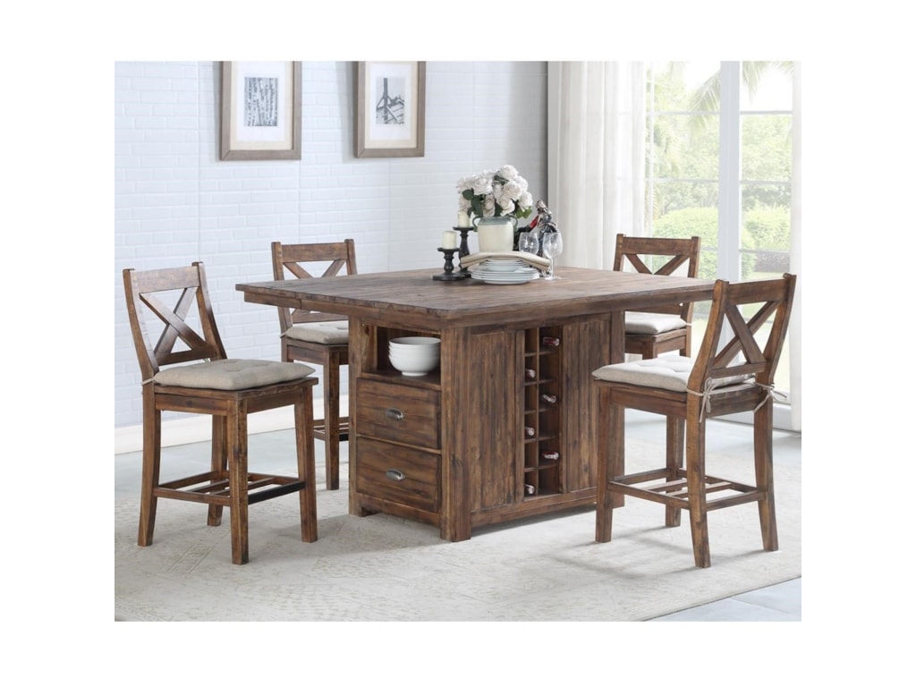 Avalon Furniture D526 5 Piece Kitchen Island And Stool Set