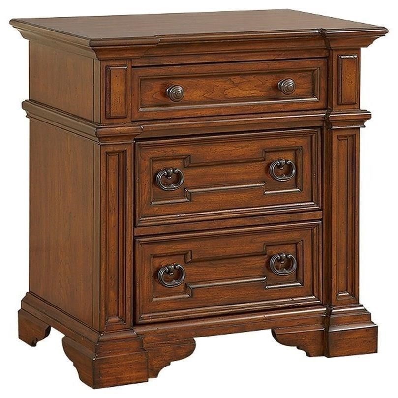 Avalon Furniture Highland Ridge Traditional 3 Drawer Nightstand With Double Usb Charger Wilcox Furniture Nightstands