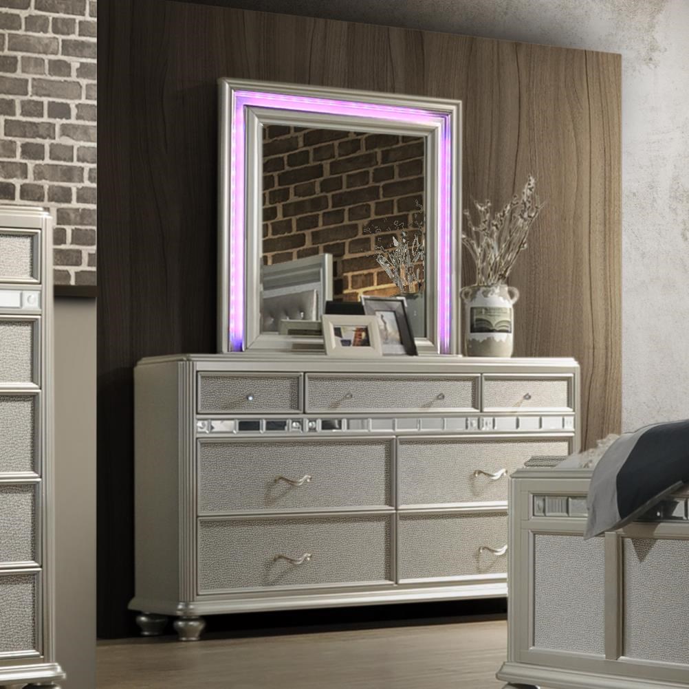 Avalon Kaleidoscope Glam Seven Drawer Dresser With Mirror Accenting Royal Furniture Dressers