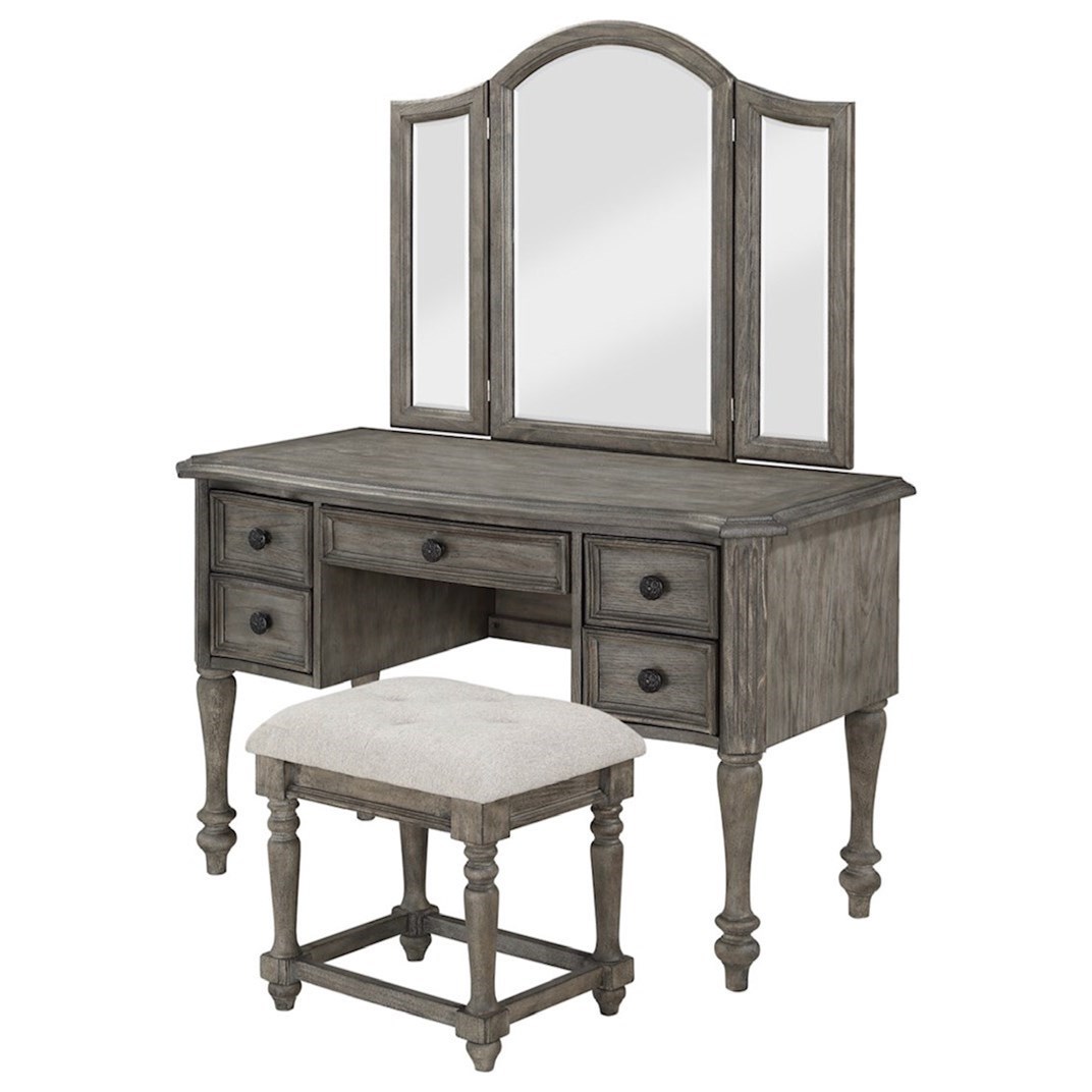 Avalon Furniture Lakeway Vanity Set With Mirror And Stool Wilcox Furniture Vanities Vanity Sets