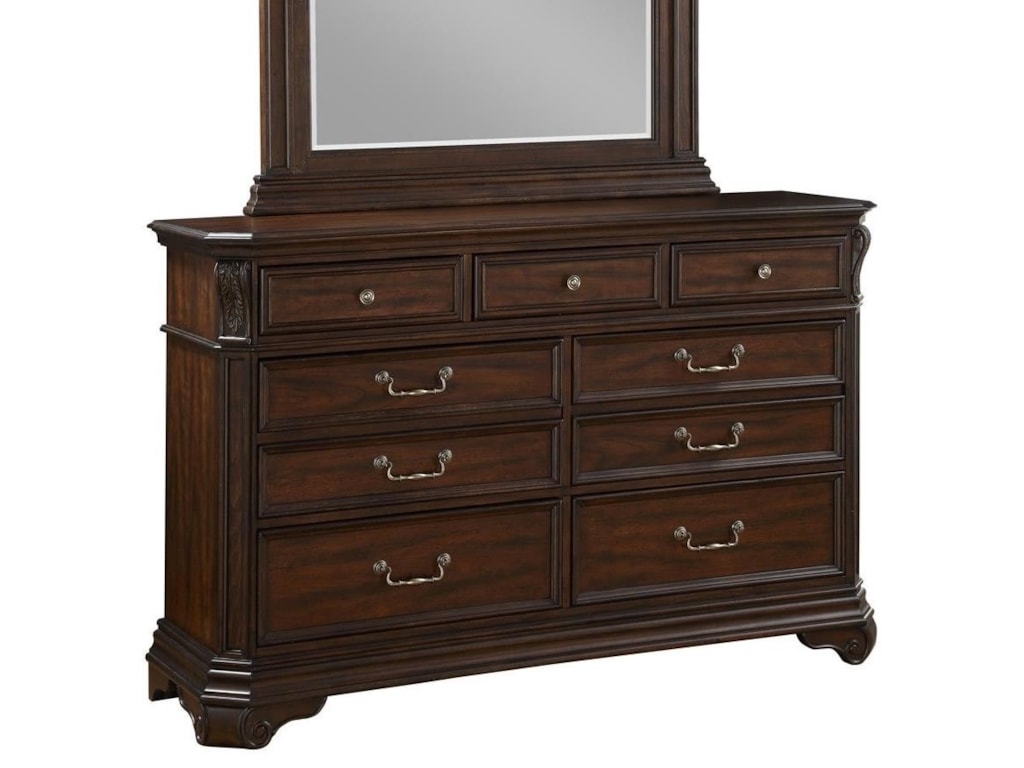 Avalon Lyla Traditional 9 Drawer Dresser With Felt Lined Top