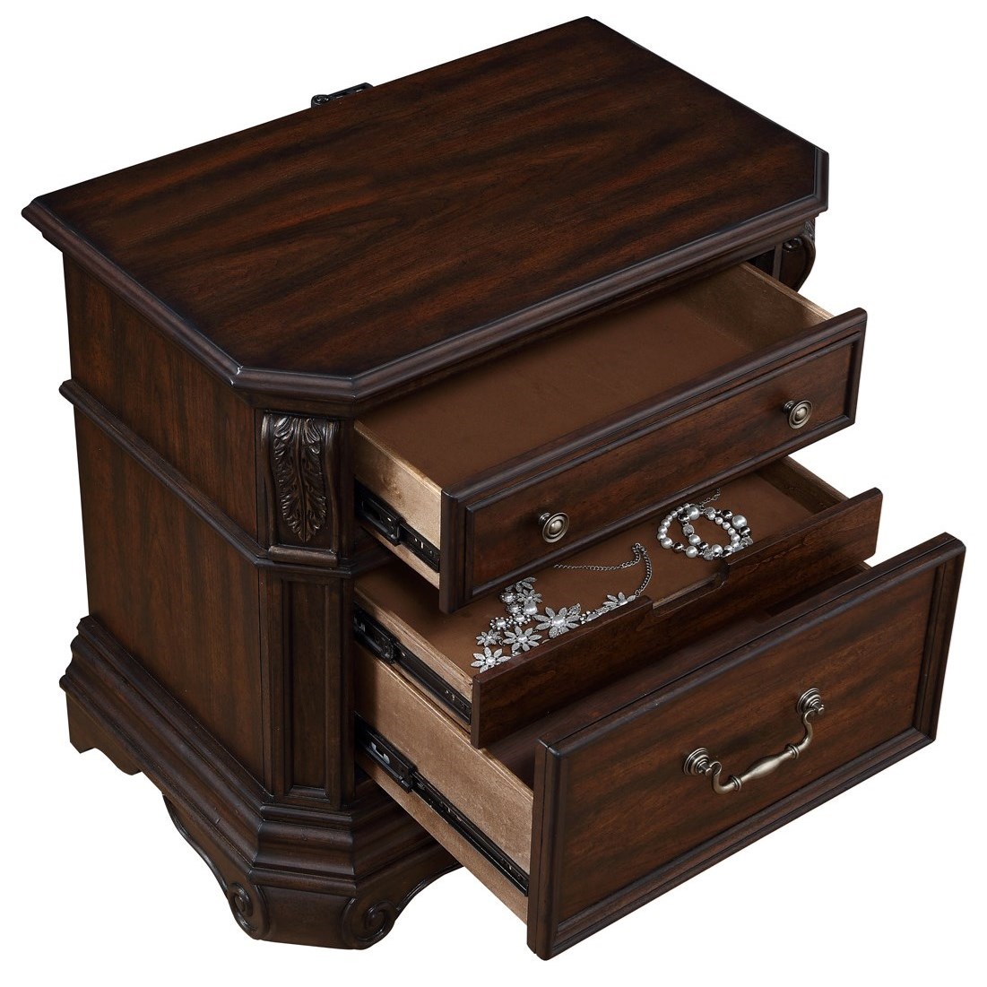 Avalon Lyla Traditional 3 Drawer Nightstand With Usb Charging Port Royal Furniture Nightstands