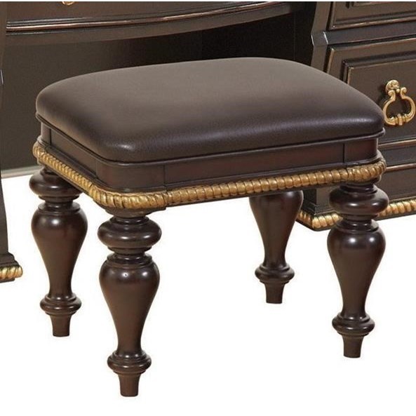 Avalon Furniture Palisades Upholstered Vanity Stool With Gold Accents Wilcox Furniture Vanity Stools Vanity Chairs