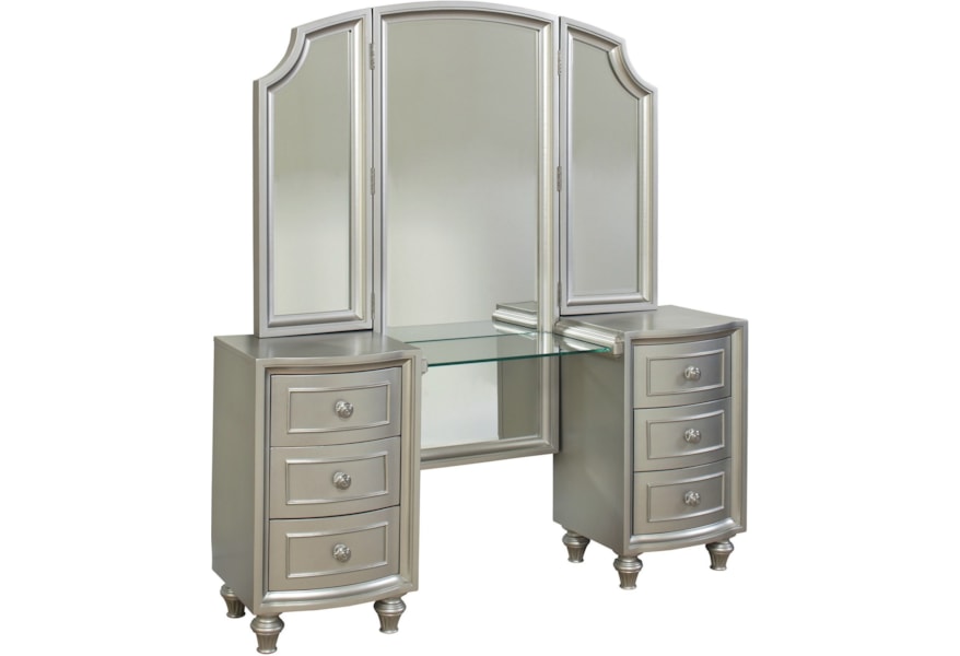 Avalon Furniture Regency Park Glam Vanity With Tri Fold Mirror
