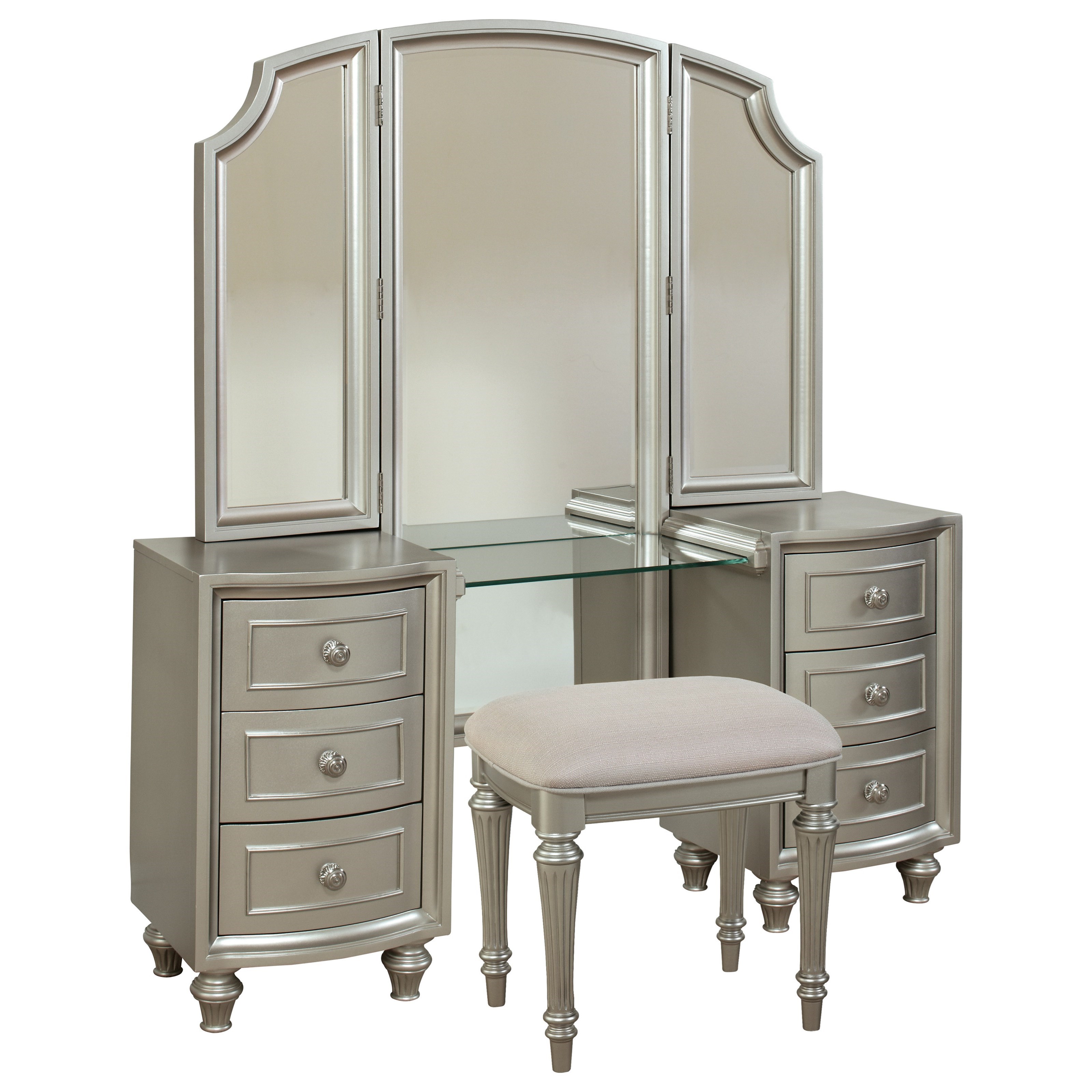 Avalon Furniture Regency Park Glam Vanity With Tri Fold Mirror
