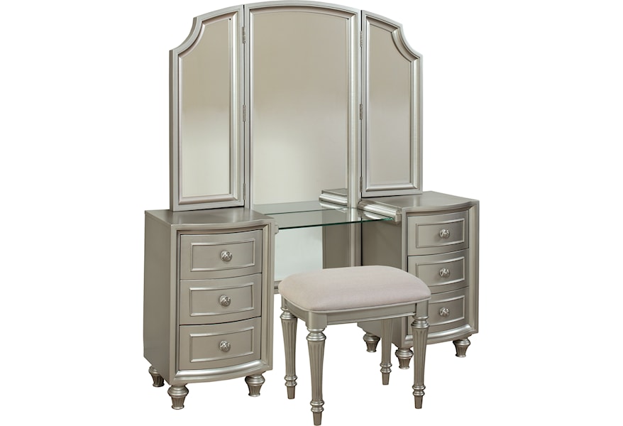 Avalon Furniture Regency Park Glam Vanity With Tri Fold Mirror