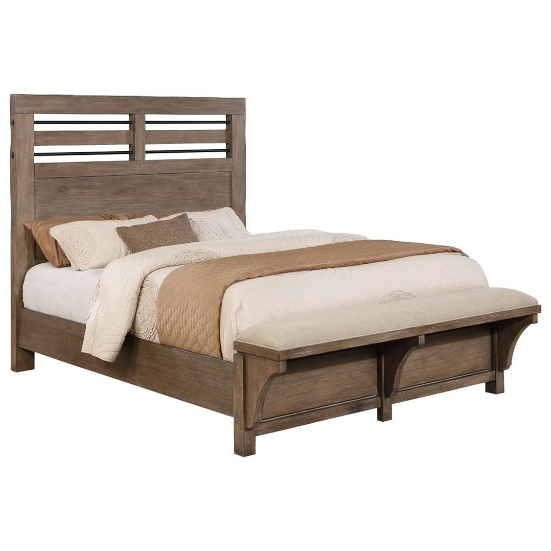 Avalon Furniture Round Rock Contemporary King Panel Bed With Upholstered Footboard Bench Wilcox Furniture Panel Beds