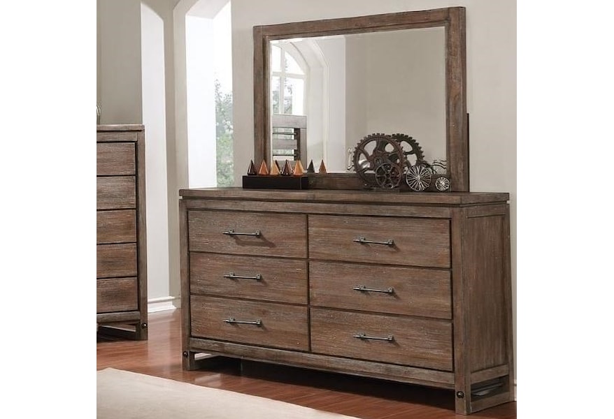 Avalon Furniture Round Rock Contemporary 6 Drawer Dresser And