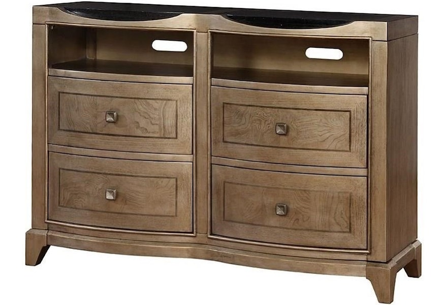 Avalon Furniture Uptown Transitional 4 Drawer Media Chest With Black Granite Top Story Lee Furniture Media Chests