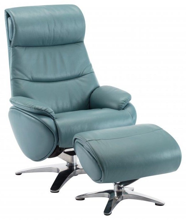 teal chair with ottoman