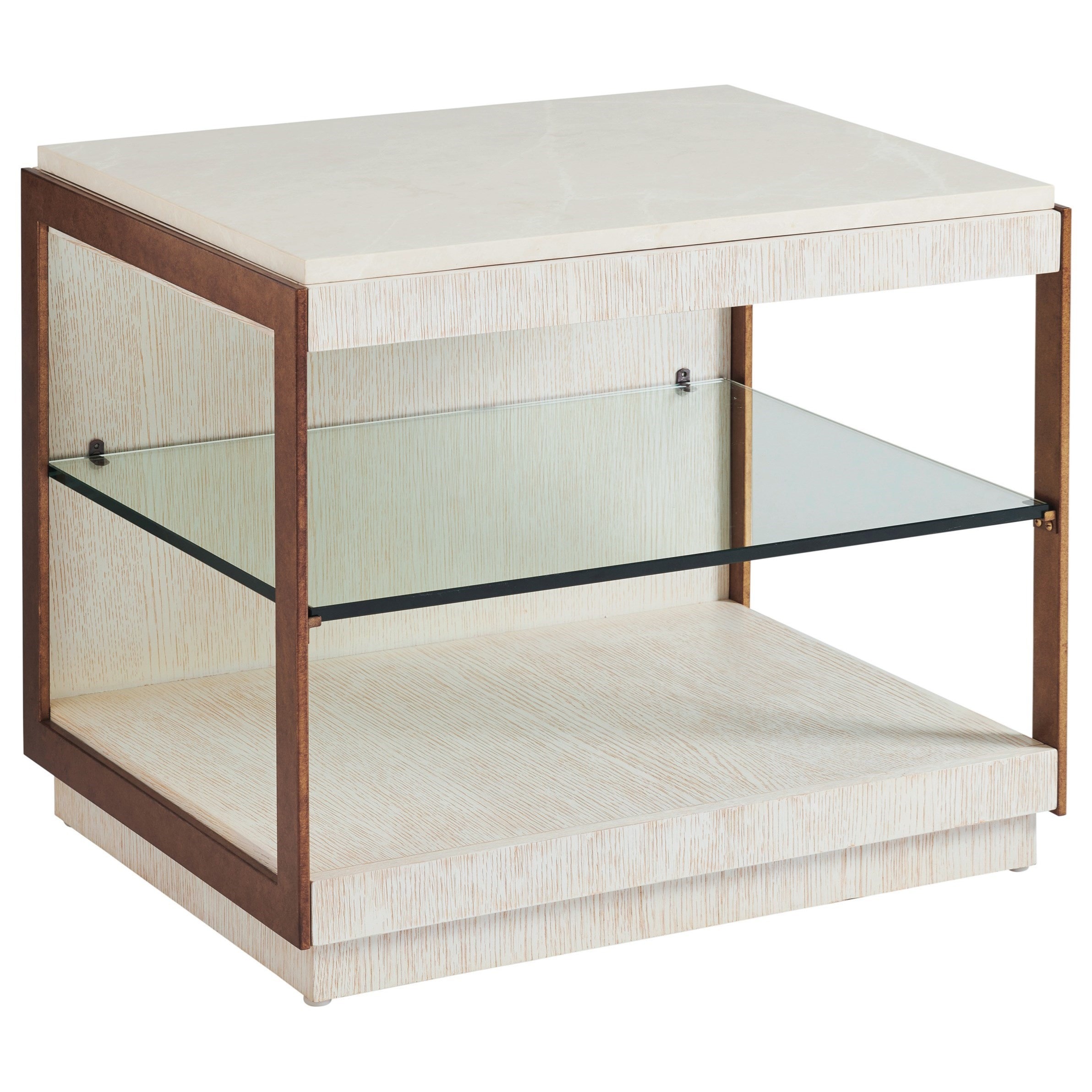 Barclay Butera Carmel 931-955 Point Lobos Rectangular End Table with  Concours Marble Top Belfort Furniture End Tables