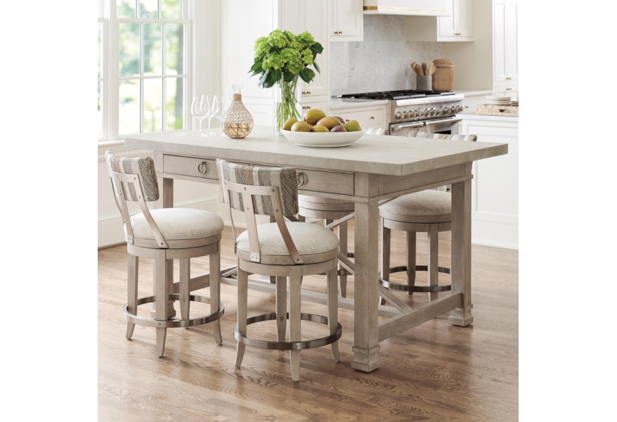 Barclay Butera Malibu 926 873c 4x895 5 Piece Counter Height Pub Dining Set With Cliffside Customizable Stools Baer S Furniture Pub Table And Stool Sets