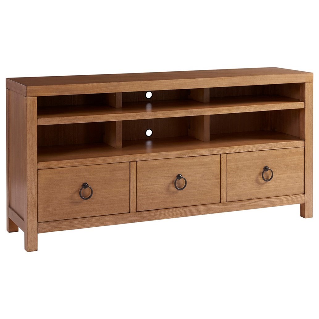 Barclay Butera Newport 920 907 Promontory Three Drawer Media Console With Wire Management And Open Shelving For Soundbar Baer S Furniture Tv Stands