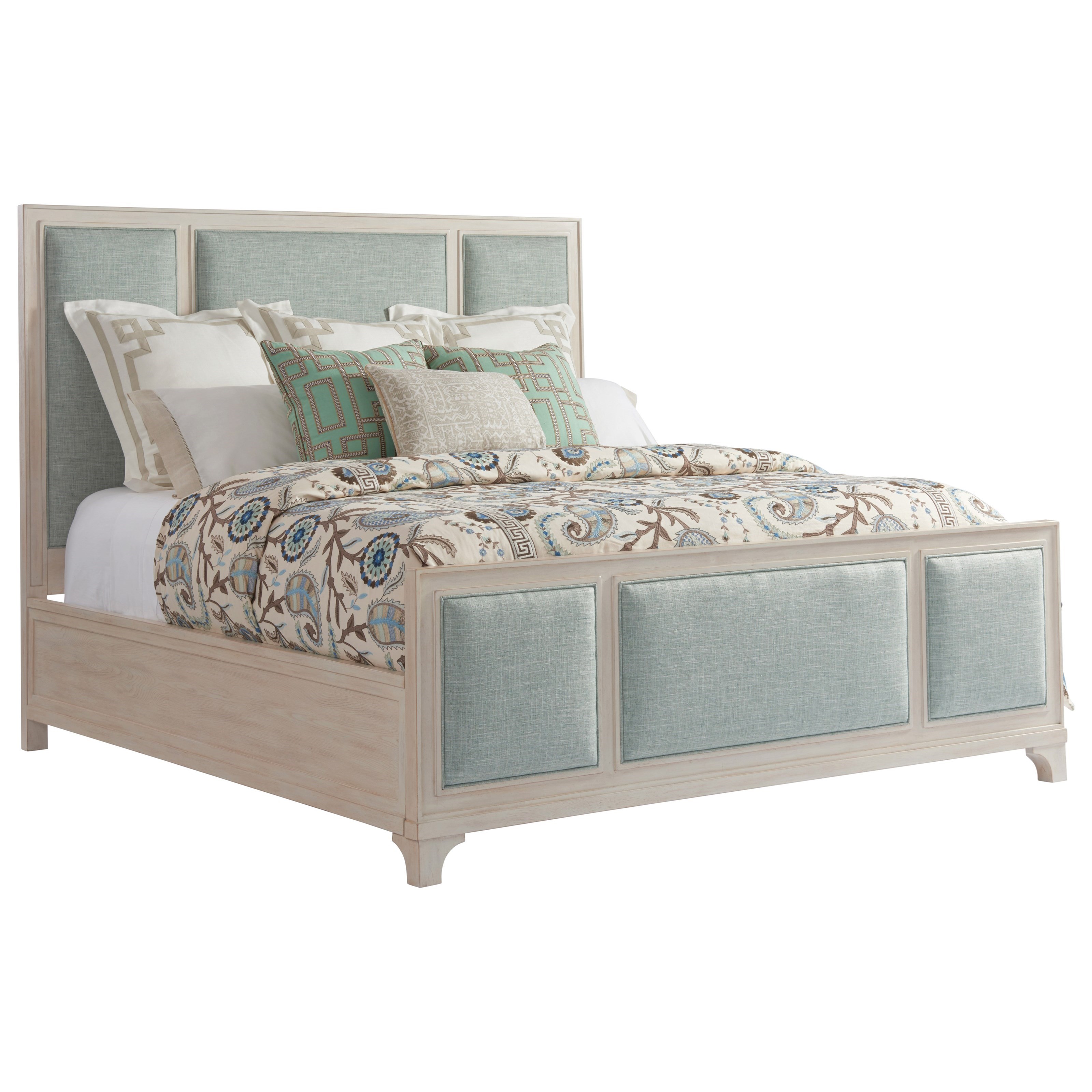 Barclay Butera Newport Crystal Cove King Size Upholstered Panel Bed In Custom Fabric Baer S Furniture Upholstered Beds