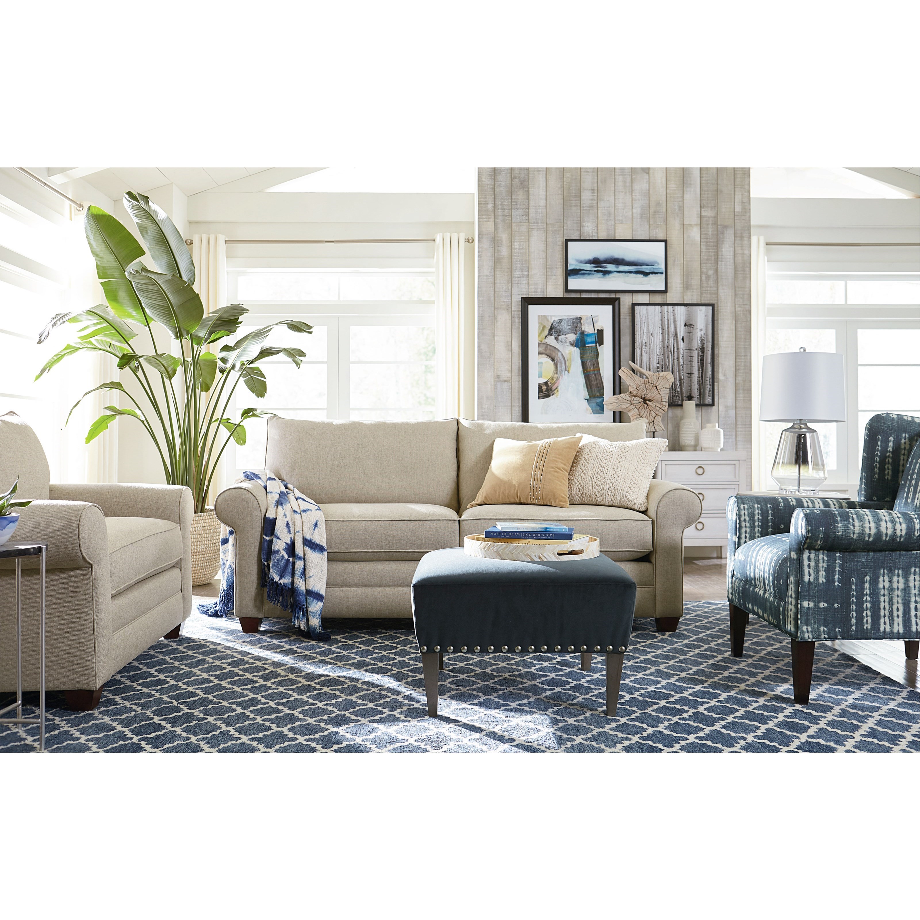 Bassett Alexander Sofa With Two Cushions And Rolled Arms Crowley Furniture Mattress Sofas