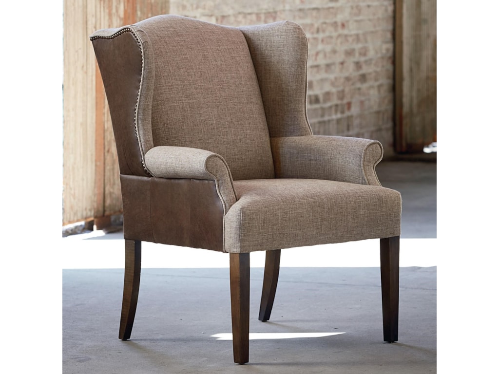 Bassett Arden Customizable Wing Back Leather Fabric Dining Chair