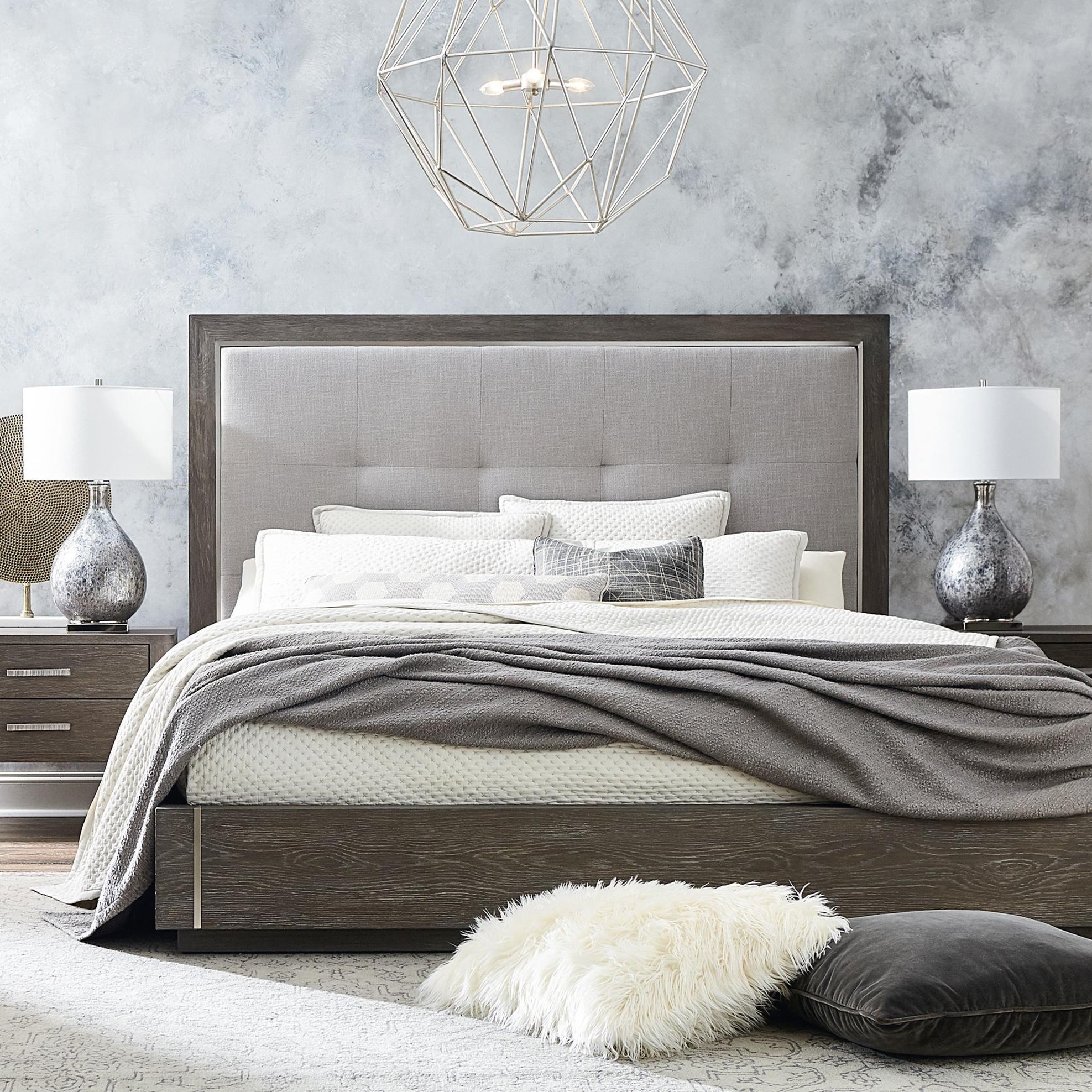 Bassett Modern Astor And Rivoli Modern Queen Bed With Upholstered Headboard Wilcox Furniture Platform Beds Low Profile Beds