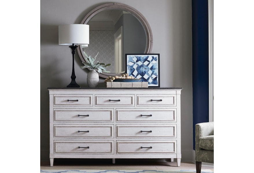 Bassett Bella Cottage 9 Drawer Dresser With Mirror Suburban