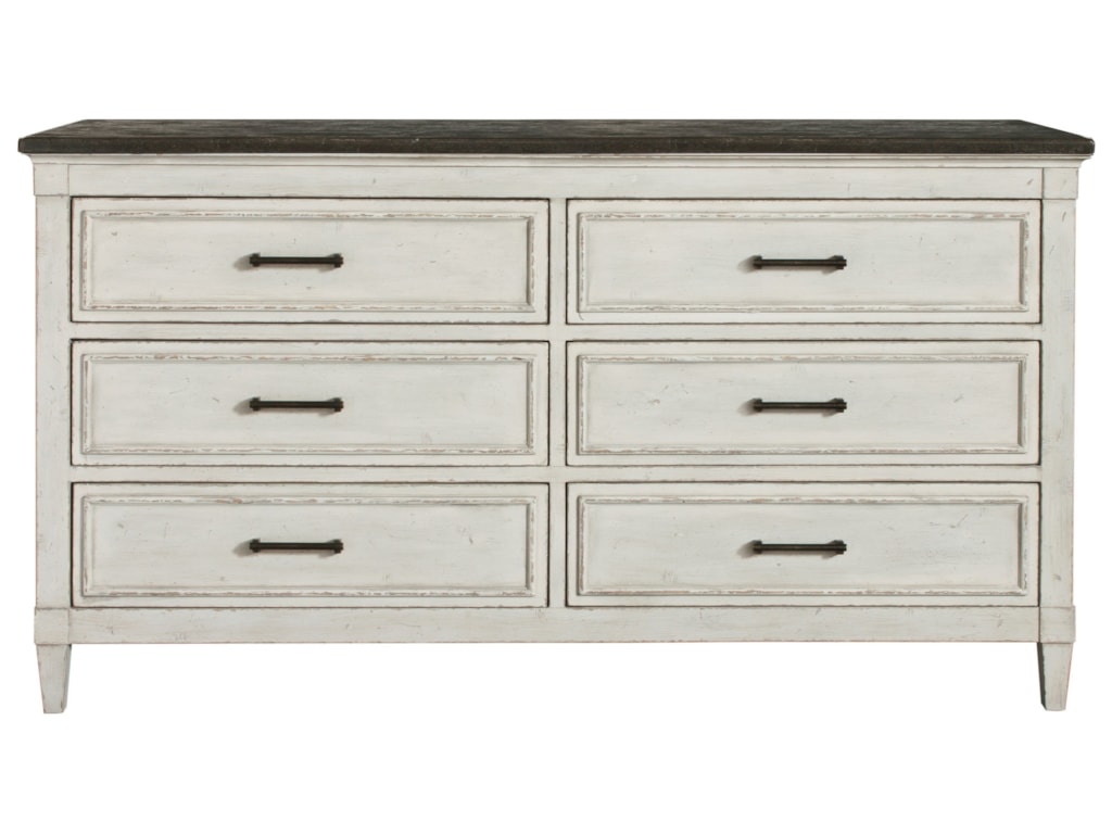 Bassett Bella 2572 S237 Cottage 6 Drawer Dresser With Weathered