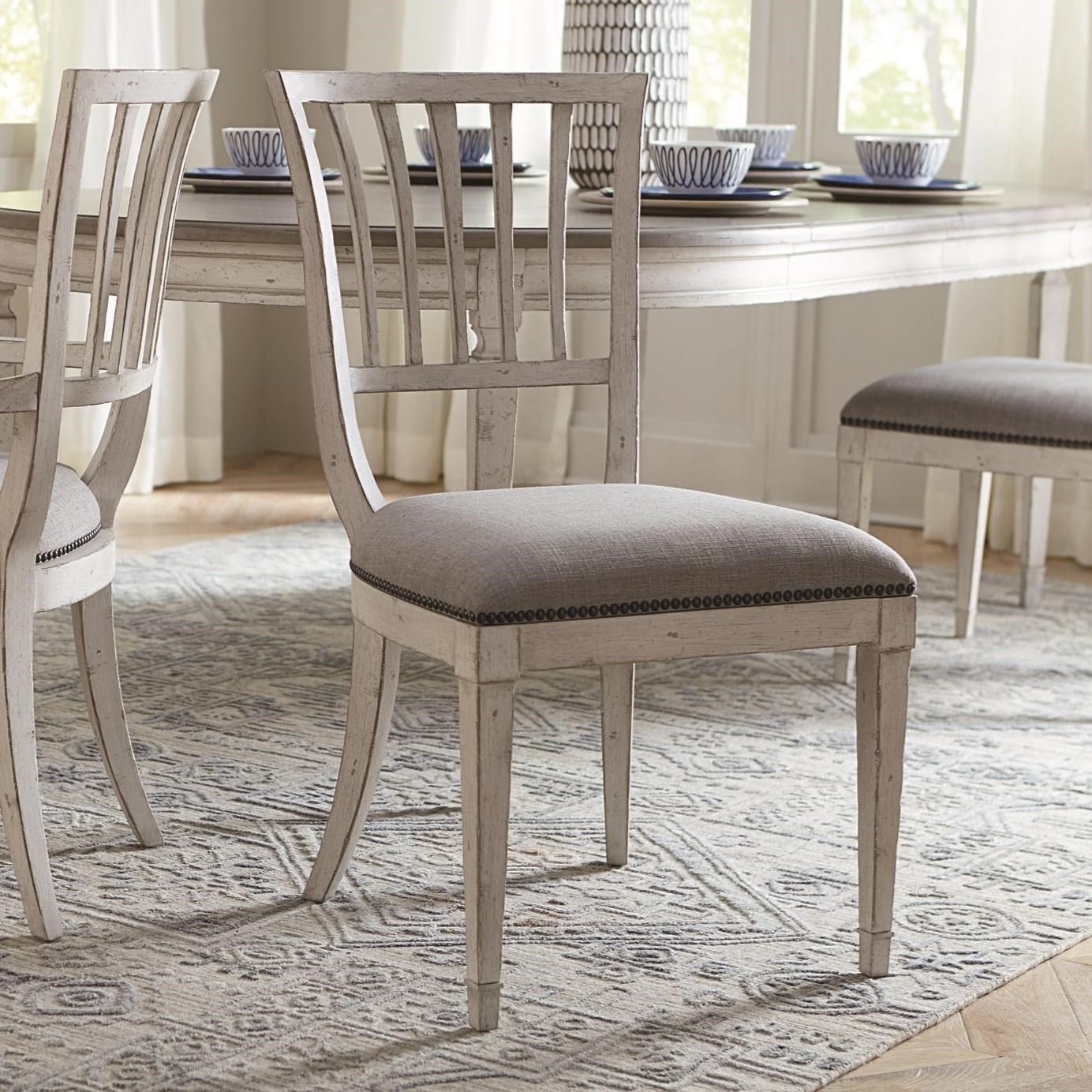 Bassett Bella Cottage Upholstered Dining Side Chair With Weathered