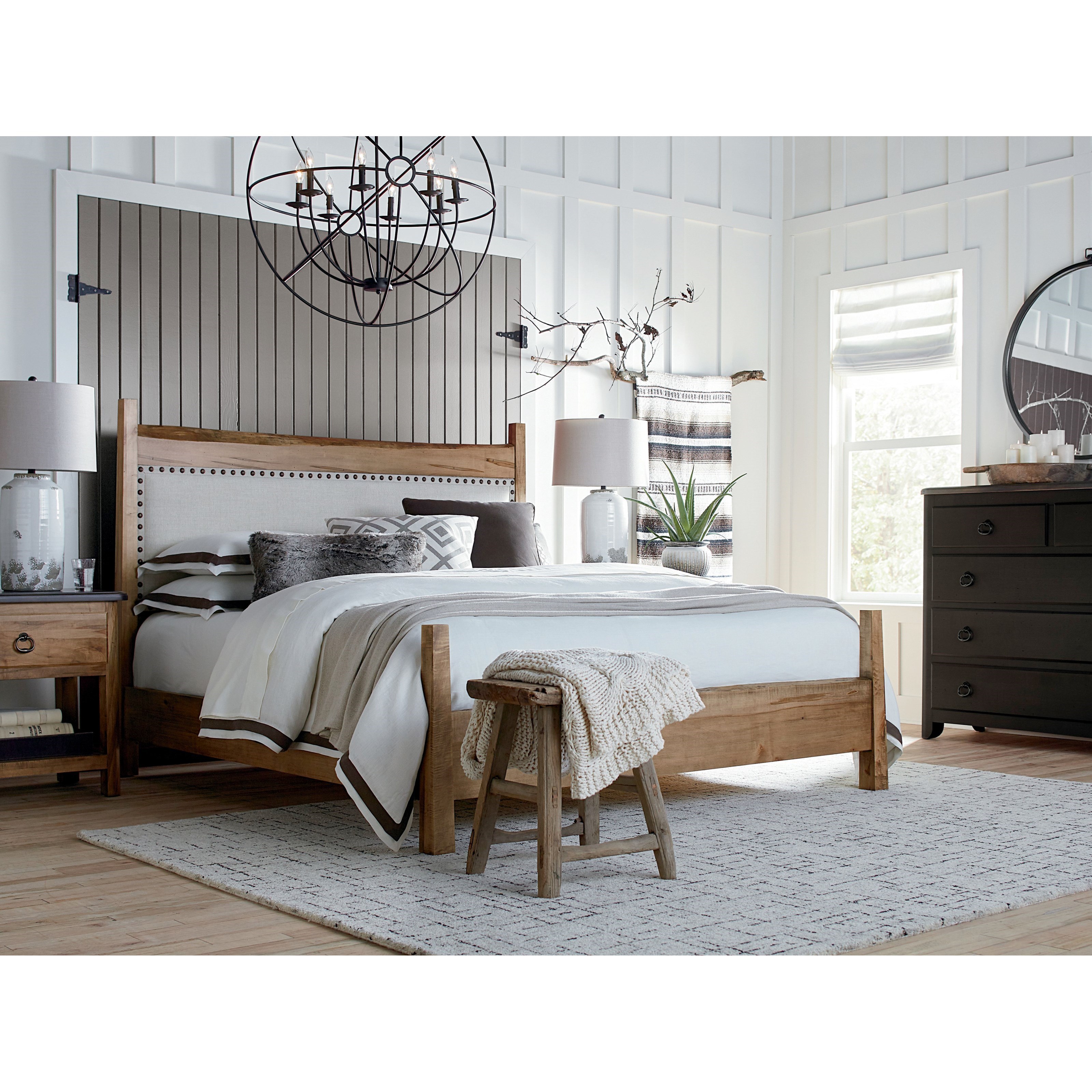 Bassett Bench Made Maple Upholstered California King Panel Bed