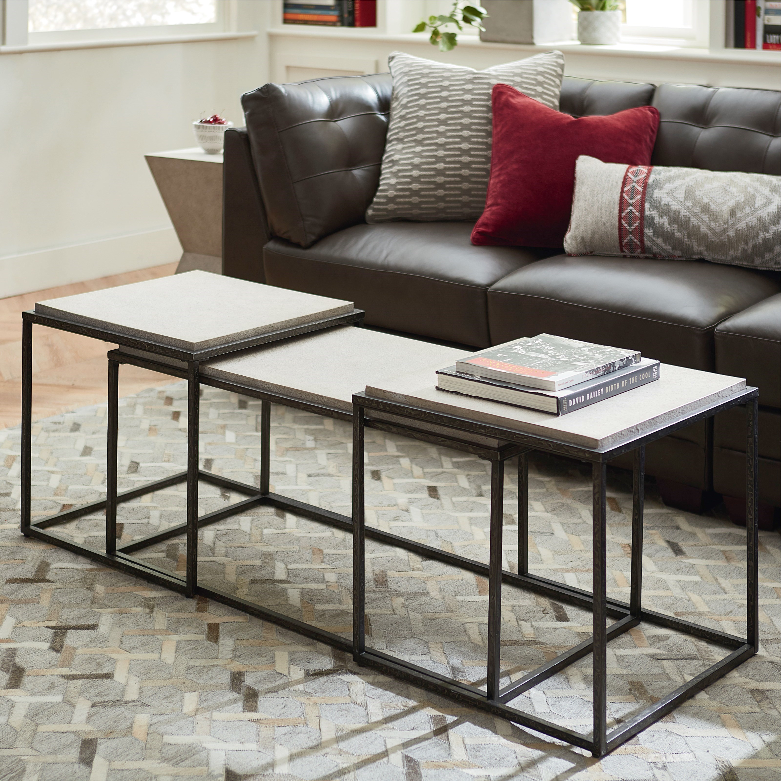Bassett Boulder 0180010 Modern Industrial Bunching Cocktail Table Becker Furniture Cocktail Coffee Tables