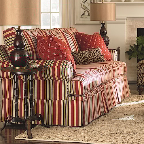 B Customizable Stationary Sofa With Panel Arms And Skirt Bett Custom Upholstery Manor B Customizable Stationary Sofa With