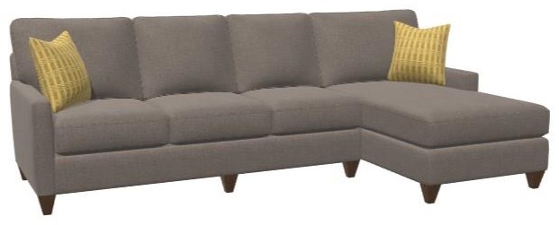 Bassett Custom Upholstery C000 63sf Rlsf 2 Piece 4 Seat Track Arm With Metal Leg Chaise Sectional Esprit Decor Home Furnishings Sectional Sofas
