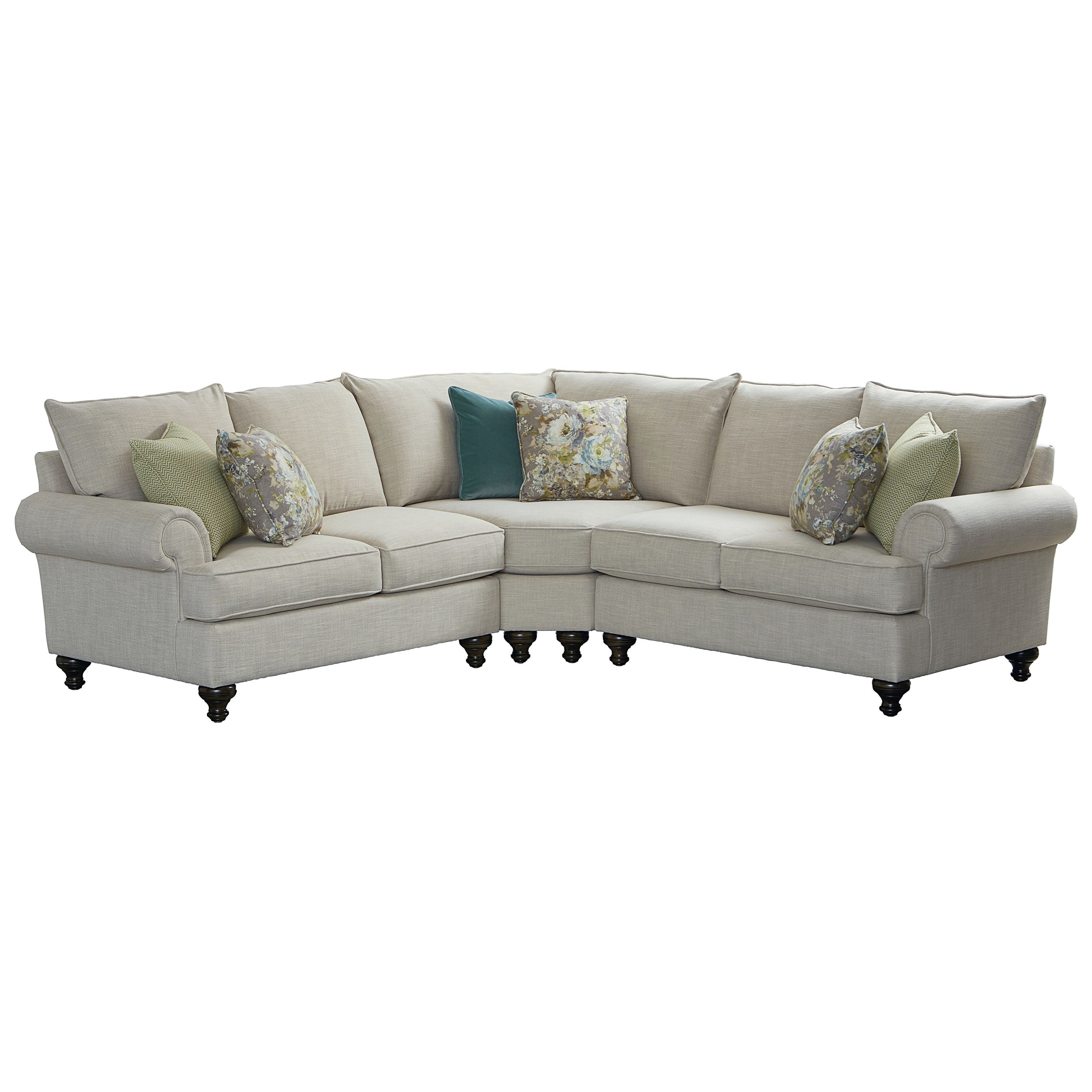 Bassett Marietta Traditional 3 Piece Sectional Wilcox Furniture Sectional Sofas