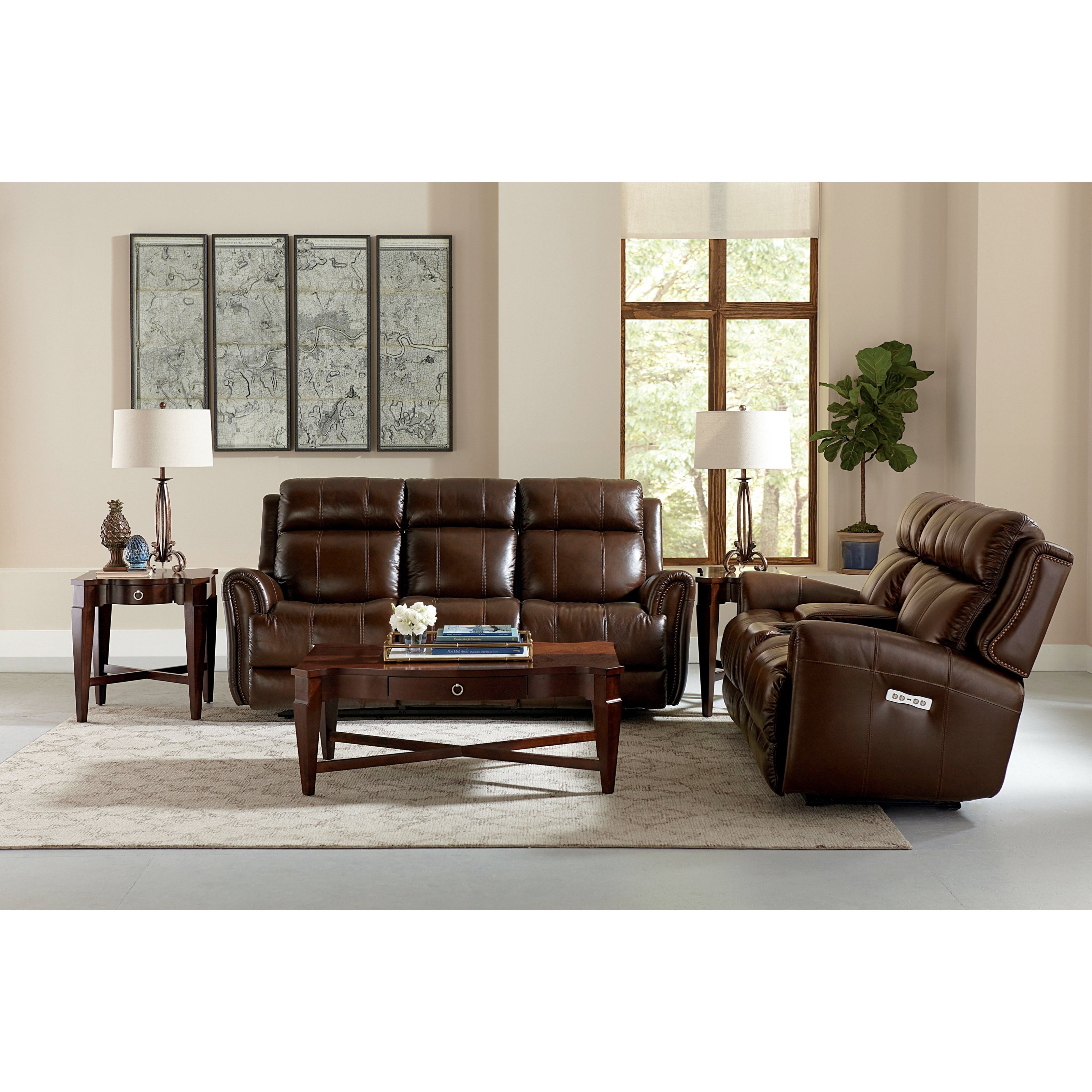 Bassett Marquee Leather Power Reclining Sofa Crowley Furniture