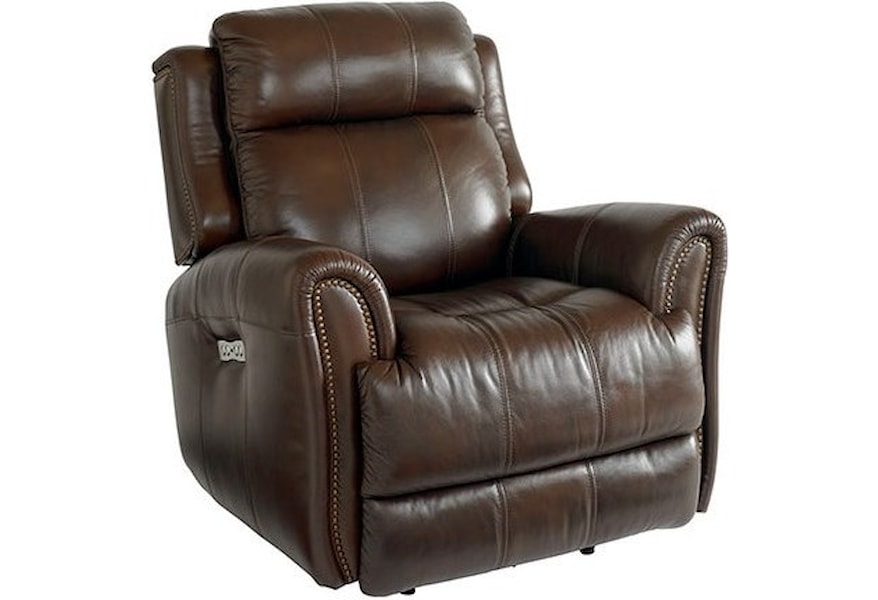 Bassett Marquee Leather Match Power Recliner With Extended Footrest Darvin Furniture Recliners