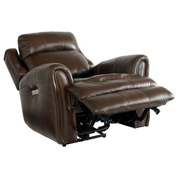 Bassett Marquee Leather Match Power Recliner With Extended Footrest Darvin Furniture Recliners