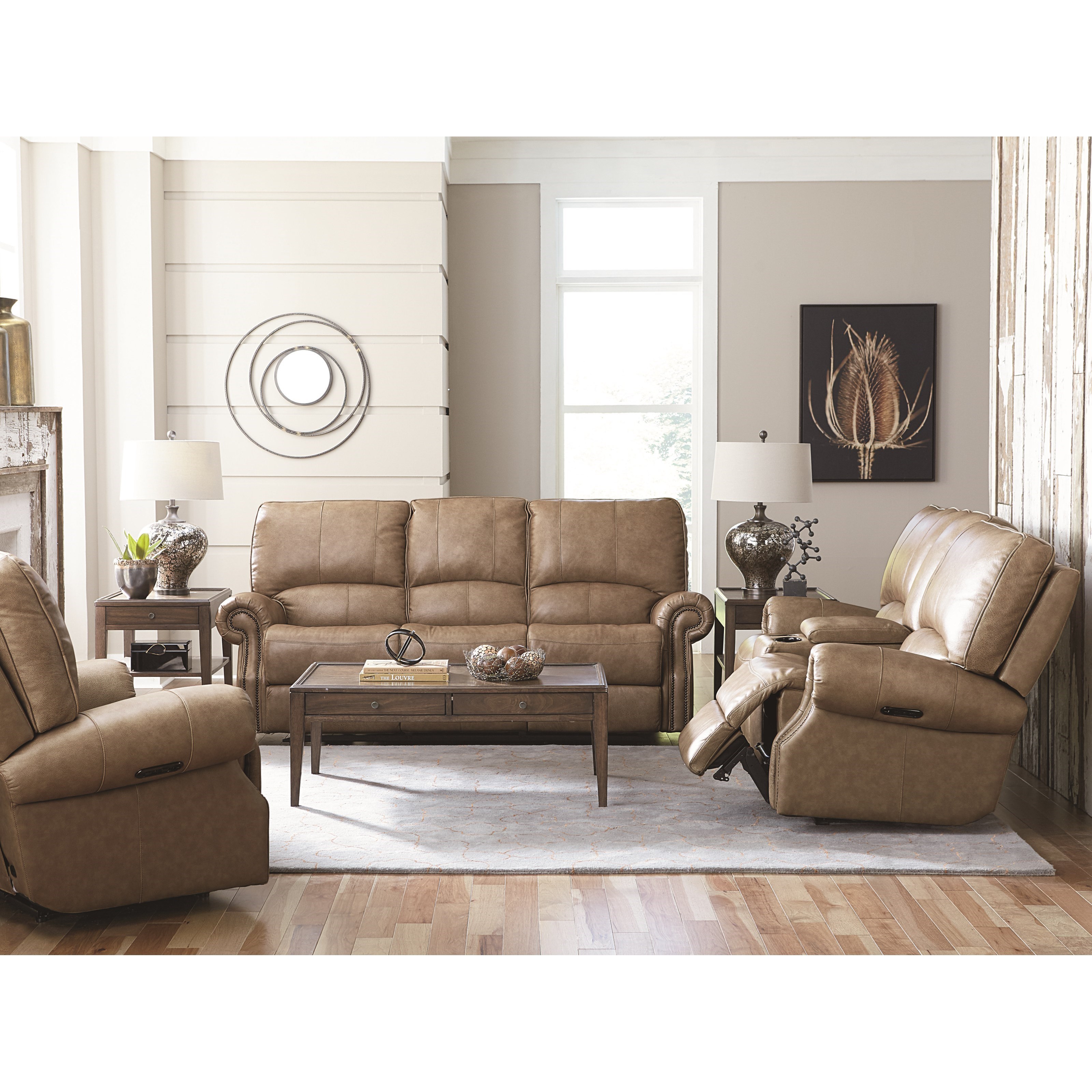 Bassett Prescott 3719 P62w Transitional Power Motion Sofa With Usb
