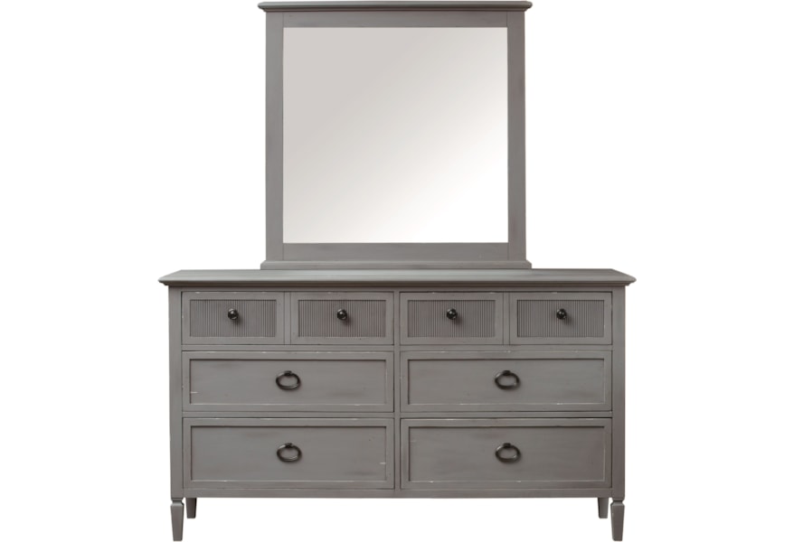 Bassett Shoreline Coastal Dresser And Mirror Set With Cedar Lined