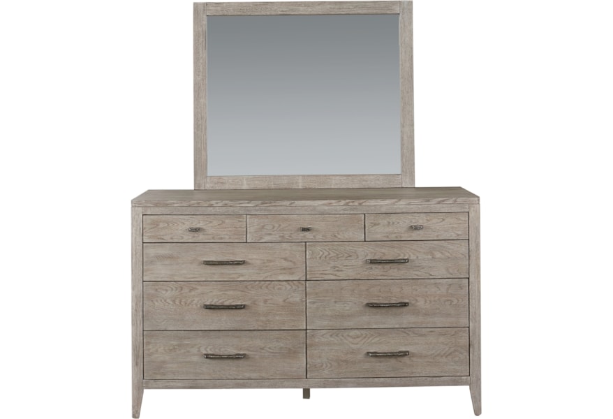 Bassett Tobago Contemporary Dresser And Mirror Set With Cedar