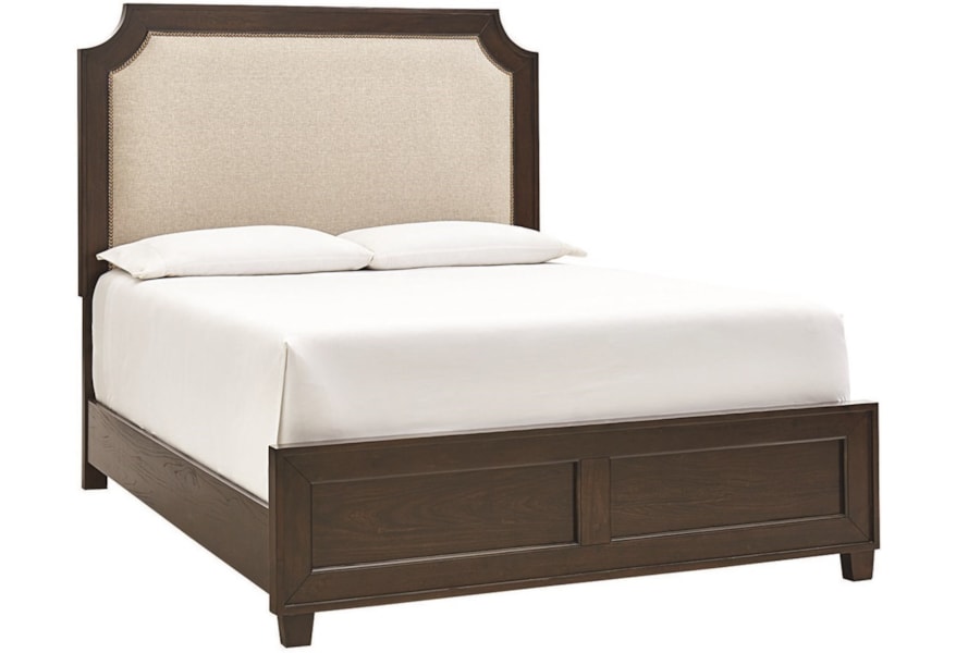 Bassett Ventura Transitional Queen Upholstered Bed With Nailhead