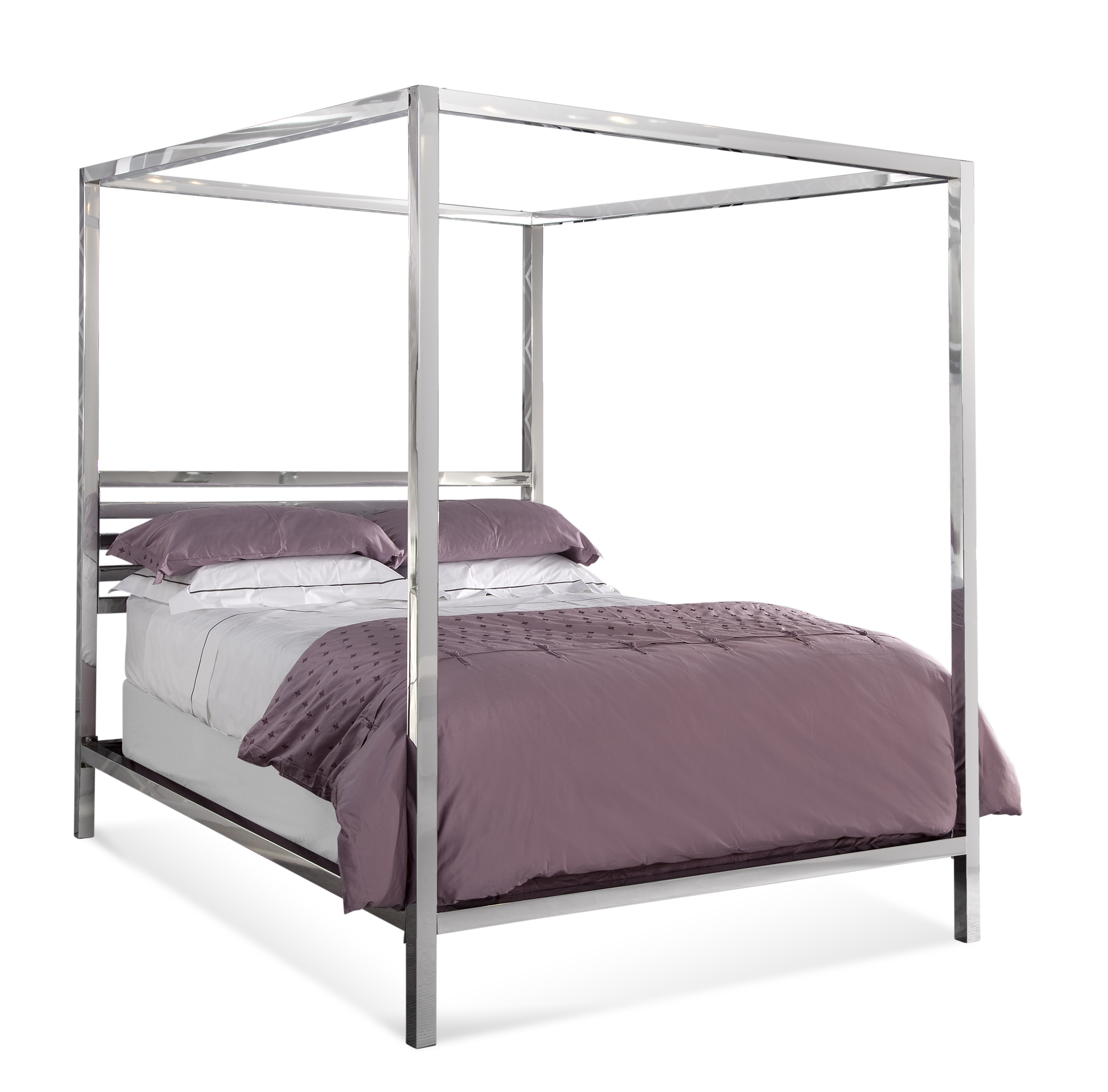 Bassett Mirror Hollywood Glam B034q Chrome Queen Poster Bed