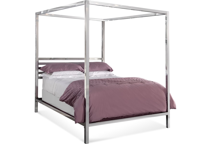Bassett Mirror Hollywood Glam Chrome Queen Poster Bed Bullard Furniture Poster Beds