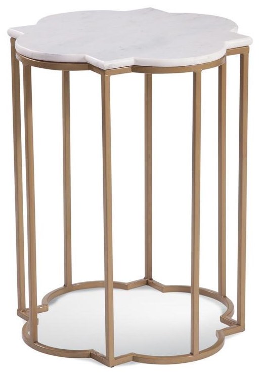 Bassett Mirror Quatrefoil Glam Accent Table With Marble Top