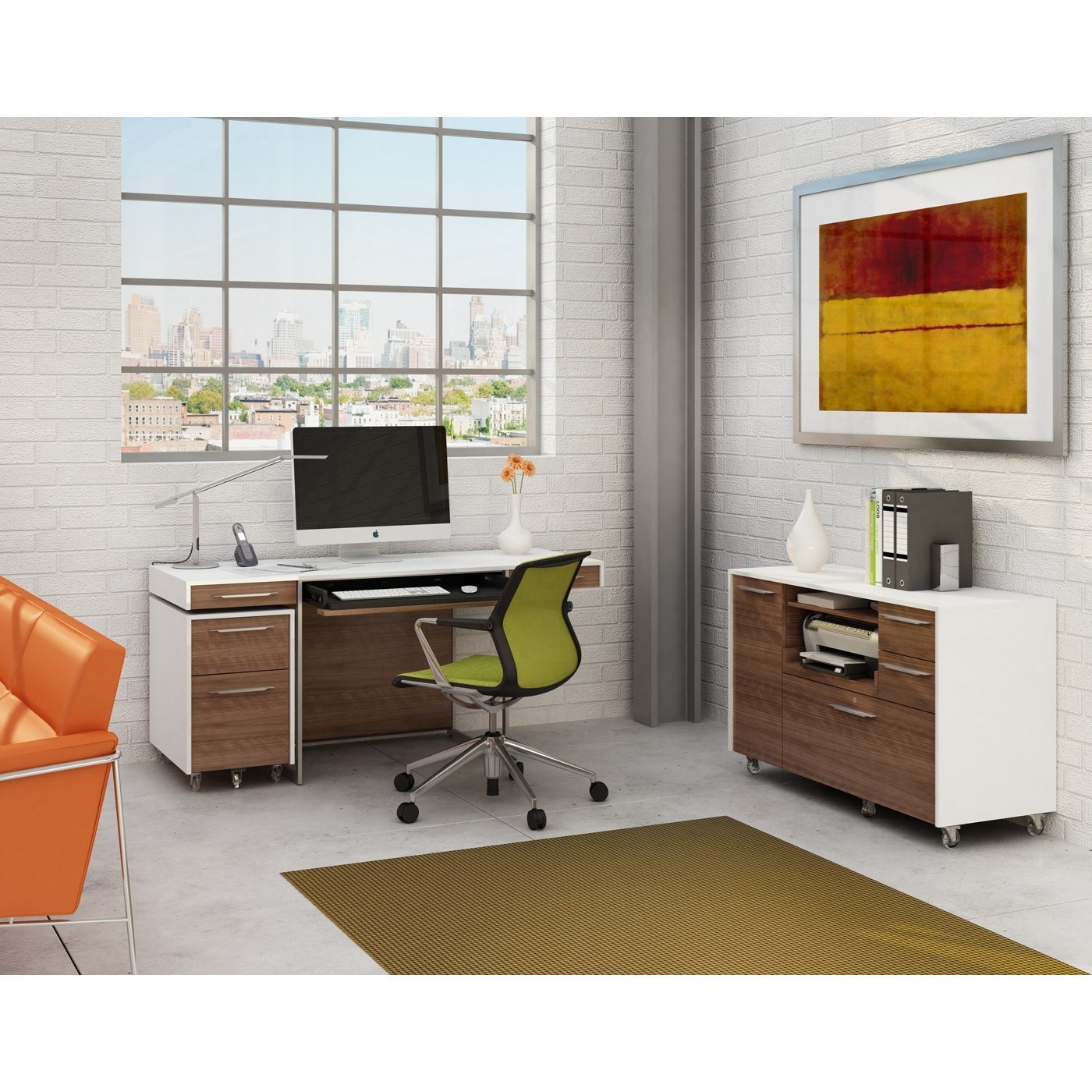 Bdi Format Mobile Credenza With Pull Out Printer Tray Belfort