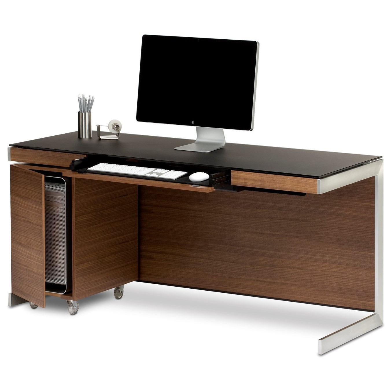 Bdi Sequel Desk With Removable Wall Panel And Mobile Cpu Cabinet