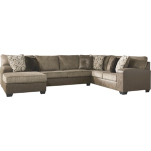 Benchcraft Abalone Brown Faux Leather Fabric 3 Piece Sectional With Chaise Lindy S Furniture Company Sectional Sofas