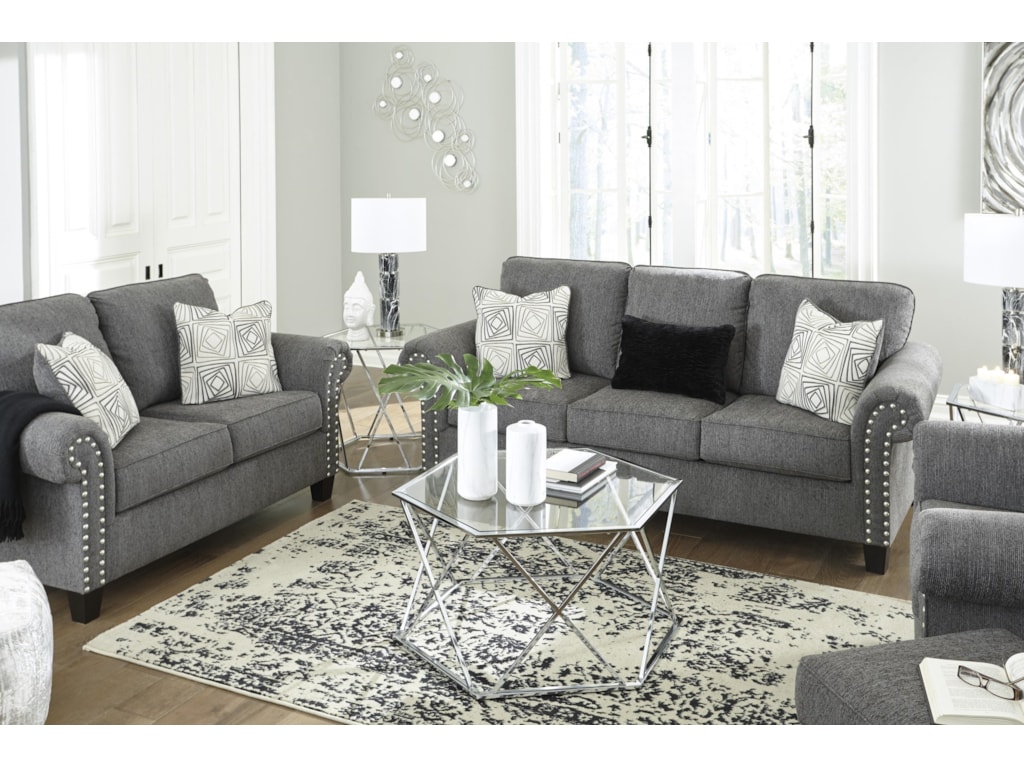 Benchcraft Agleno 7870138 35 20 14 Charcol Sofa Loveseat Chair Charcol Sofa Loveseat Chair