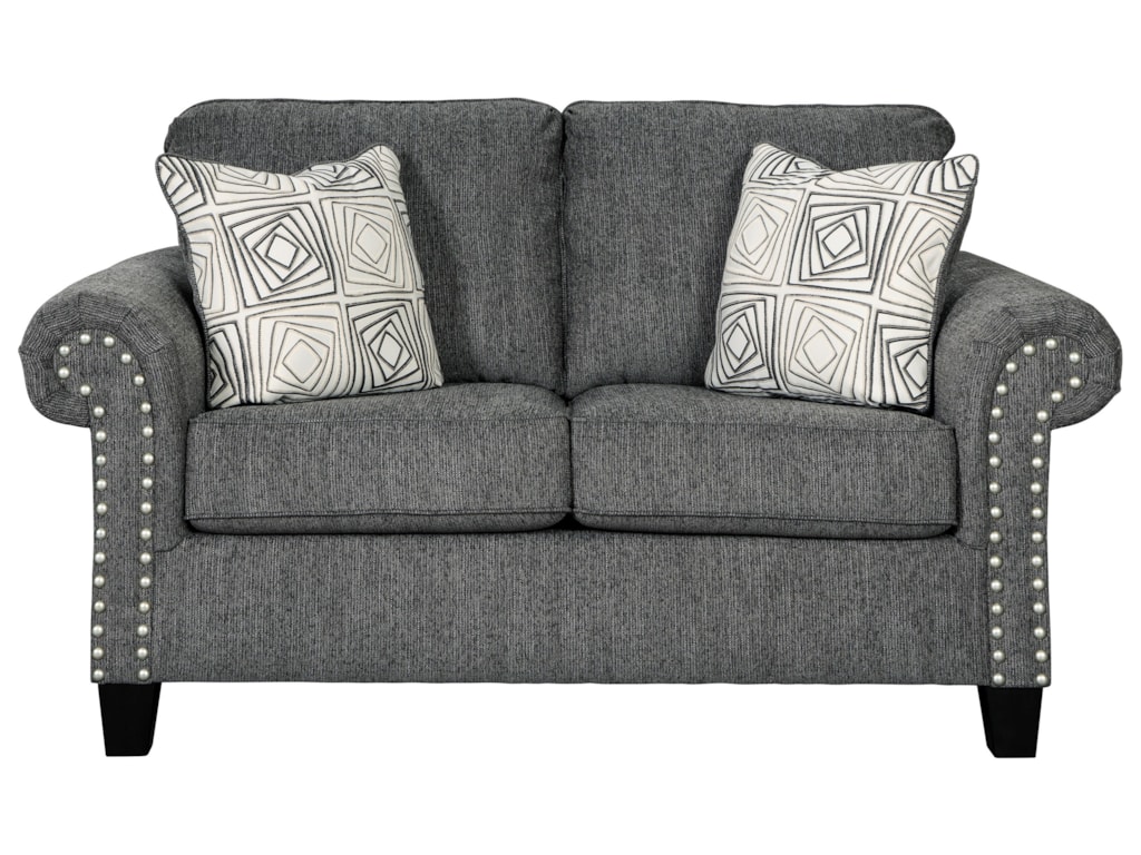 Agleno Contemporary Loveseat With Nailhead Trim By Benchcraft At Household Furniture