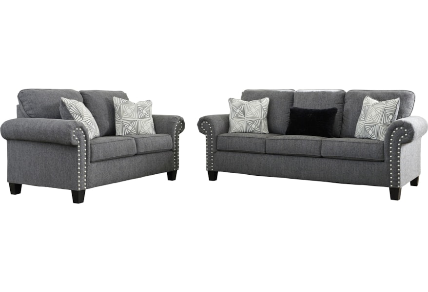 Benchcraft Agleno Contemporary Sofa With Nailhead Trim Reid S