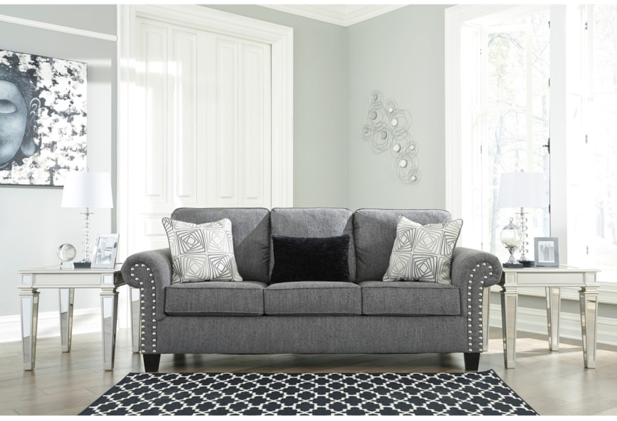 Benchcraft Agleno Contemporary Sofa With Nailhead Trim Reid S