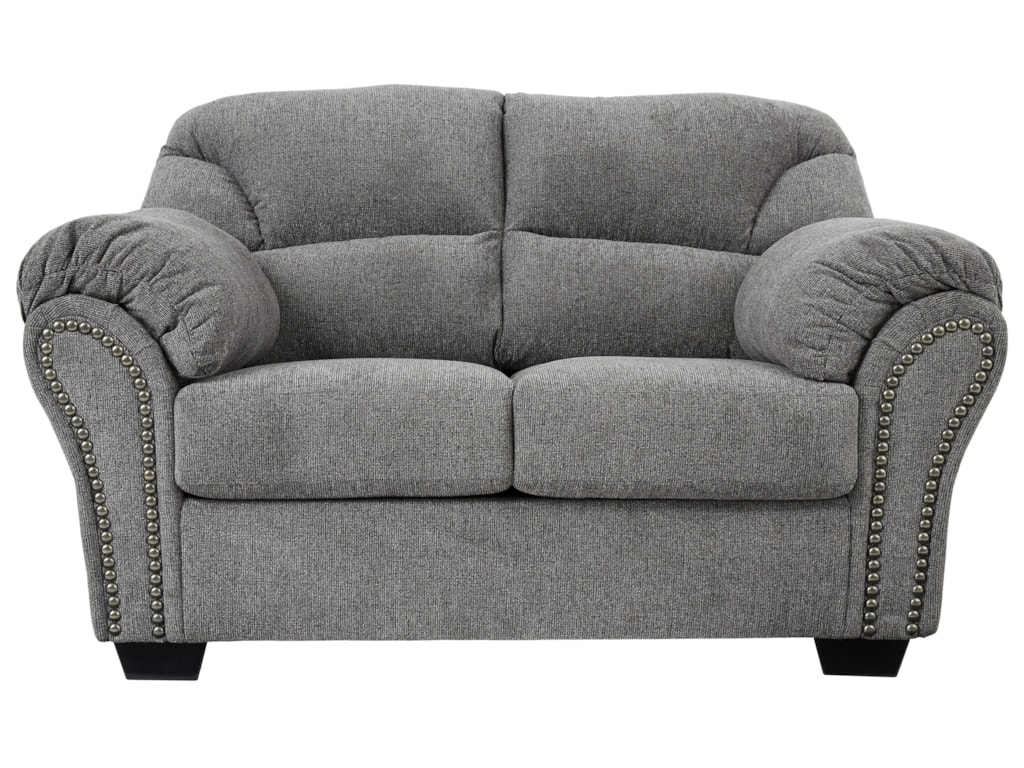 Benchcraft By Ashley Allmaxx Loveseat With Pillow Arms And Nailhead Trim Royal Furniture Loveseats
