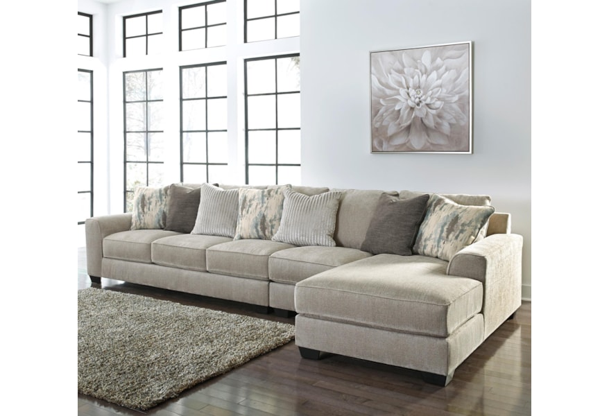 Benchcraft Ardsley Contemporary 3 Piece Sectional With Right 3 Piece Sectional